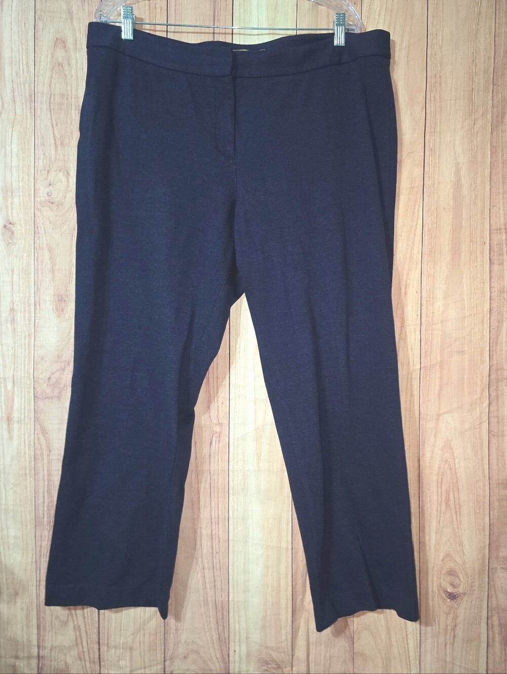 Talbots Pants  Women Navy Blue Fabric Knit in Italy Trouser Career Pants Size 14